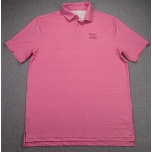 LACC US Open Mens M Polo Shirt Pink 123rd Golf Geometric Short Sleeve READ